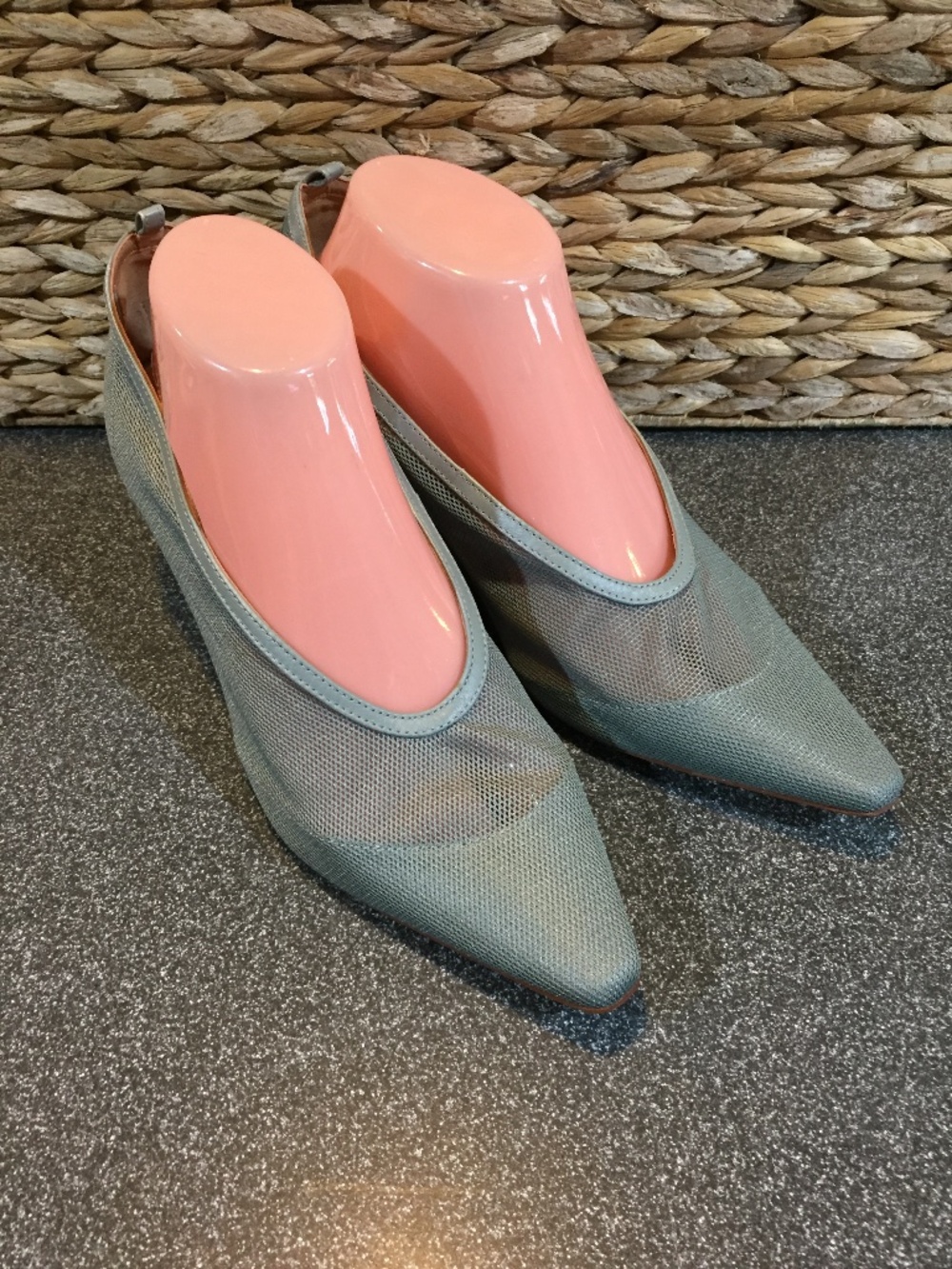 Vicenza Green Mesh Pointed-Toe Heels